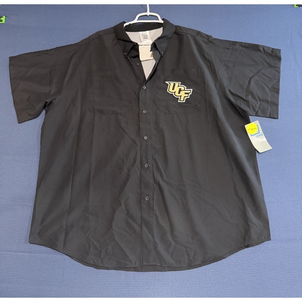UCF Knights Shirt 3XL Black Embroidered Logo Short Sleeve Button Up Mens UPF 50+